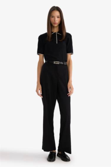 Straight Fit Çift Cepli Normal Bel Düz Paça Pantolon