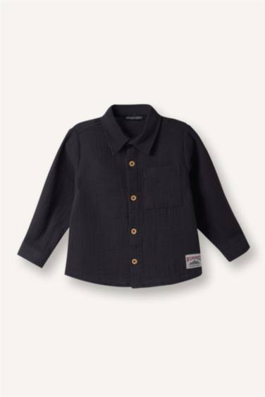 Polo Yaka Müslin Uzun Kollu Gömlek Erkek Bebek