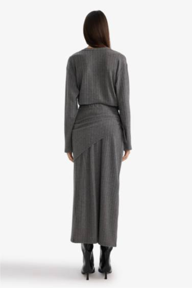 A Kesim Normal Bel Fitilli Kaşkorse Midi Etek