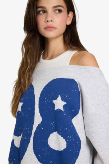 Oversıze Geniş Kalıp Baskılı Kalın Kumaş Sweatshirt