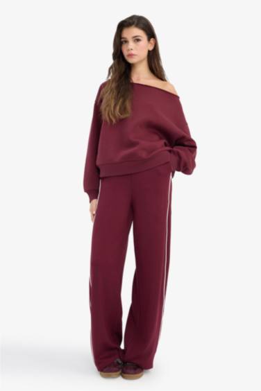 Oversize Geniş Kalıp Açık Omuz Kalın Sweatshirt