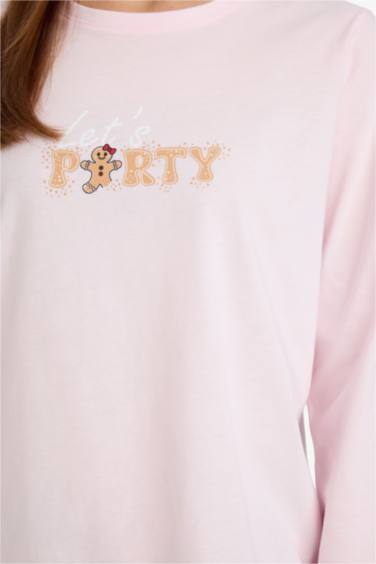 Yılbaşı Temalı Pijama Takımı Regular Fit Uzun Kollu Üst Uzun Alt