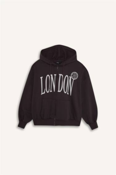 جاكيت رياضي اوفر سايز مطبوع قماش سميك