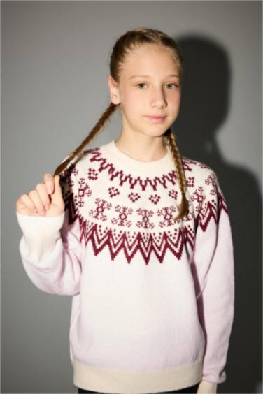 Girl Regular Fit Embroidered Crew Neck Pullover