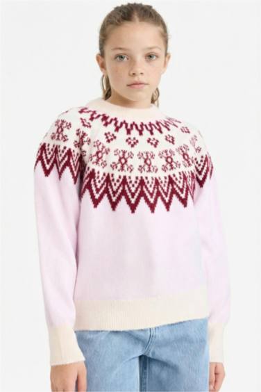 بلوز تريكو بناتي قصة عادية بياخة مستديرة