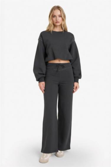 Straight Fit Thick Fabric Trousers