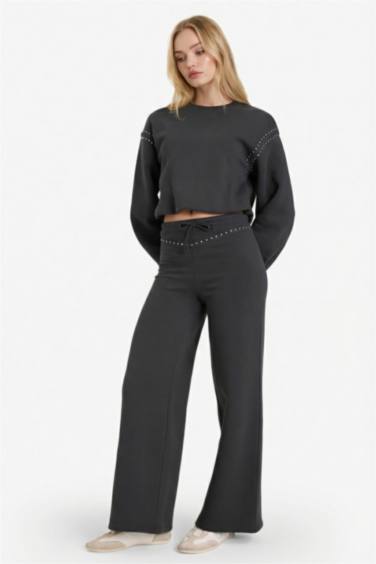 Straight Fit Thick Fabric Trousers