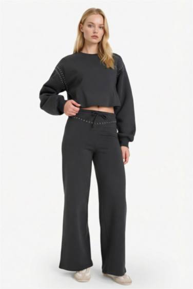 Straight Fit Thick Fabric Trousers