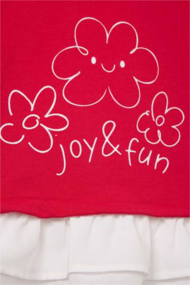 Oversize Geniş Kalıp Bisiklet Yaka Çiçekli Sweatshirt Kız Bebek