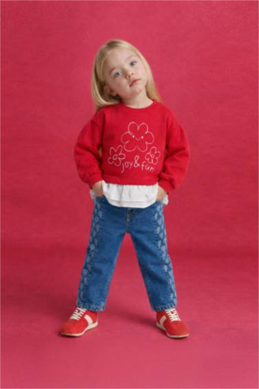 Oversize Fit Floral Crew Neck Sweatshirt