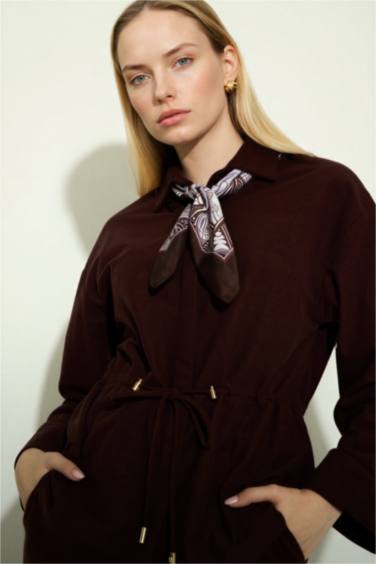 Regular Fit Shirt Collar Suede Long Sleeve Shirt