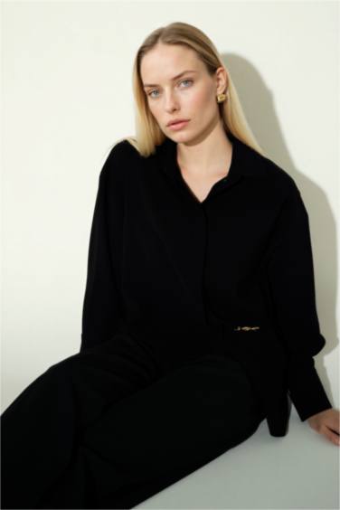 Regular Fit Shirt Collar Long Sleeve Shirt