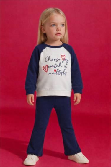 Қыз сәбилерге арналған 2-уі 1-де жиынтық: Суретті свитшот және лосина тайт