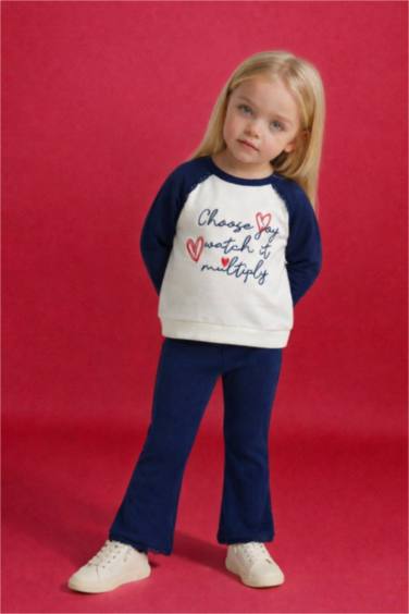 Қыз сәбилерге арналған 2-уі 1-де жиынтық: Суретті свитшот және лосина тайт