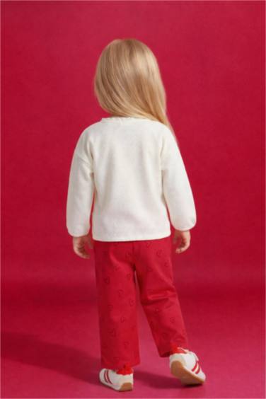 Baby Girl Heart Pattern Textured Sweatshirt Trousers 2 Piece Set