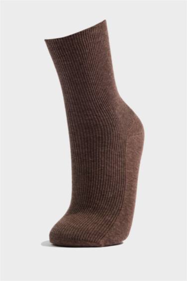 Kadın Nakışlı 3'lü Pamuklu Uzun Çorap