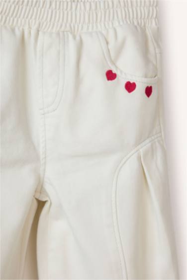 بنطرون بيبي بناتي جبردين برجل واسع بثلاثة جيوب