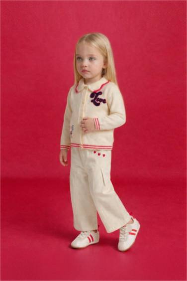 Baby Girl Wide Leg Embroidered Trousers