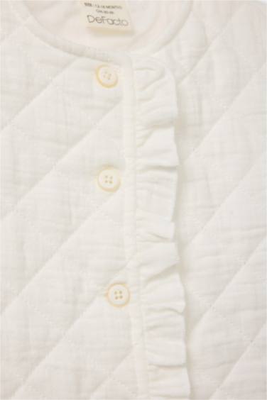 Baby Girl Crew Neck Quilted Buttoned Vest