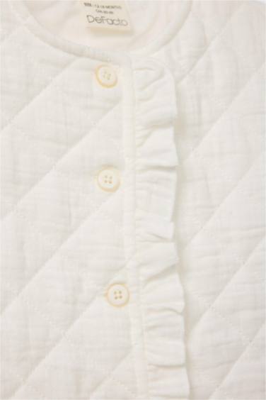 Қыз сәбилерге арналған дөңгелек жағалы түймелі сырылған жилет