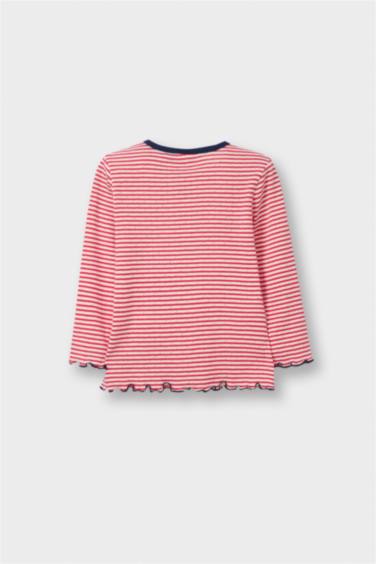 Bisiklet Yaka Çizgili Uzun Kollu Tişört Kız Bebek