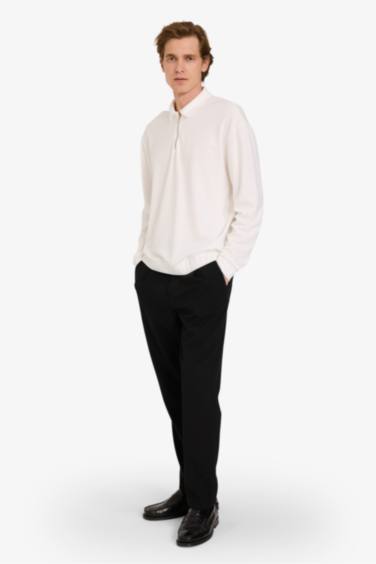 Regular Fit Long Sleeve Polo Collar Sweatshirt