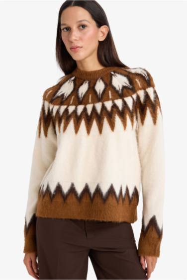 بلوز تريكو اوفر سايز بياخة مستديرة