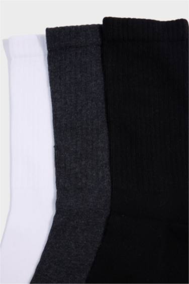 Erkek Rahat Lastikli 3'lü Pamuklu Uzun Çorap