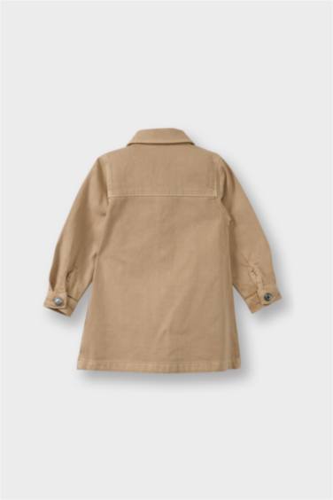 Kız Bebek Çiçekli Uzun Kollu Jean Elbise