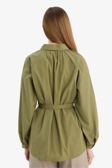 %100 Pamuk Relax Fıt Poplin Gömlek Tunik - Görsel 5