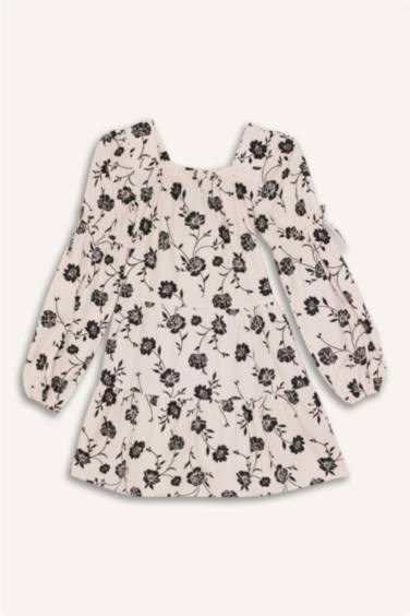 A Cut Long Sleeve Woven Dress