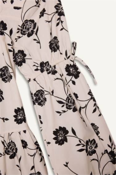 A Cut Long Sleeve Woven Dress