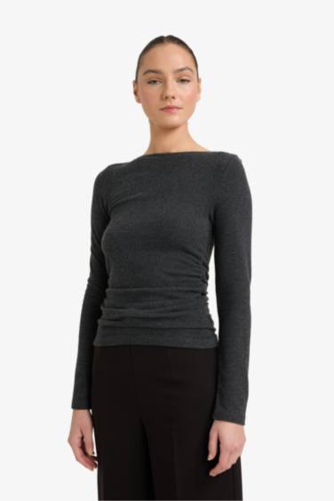 Slim Fit Half Turtleneck Long Sleeve T-Shirt