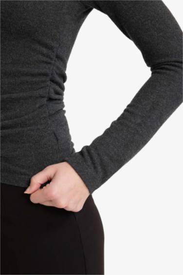 Slim Fit Half Turtleneck Long Sleeve T-Shirt