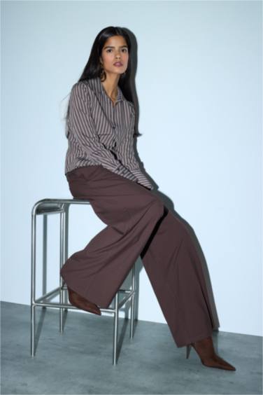 Straight Fit High Waist Trousers