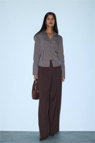 Straight Fit High Waist Trousers