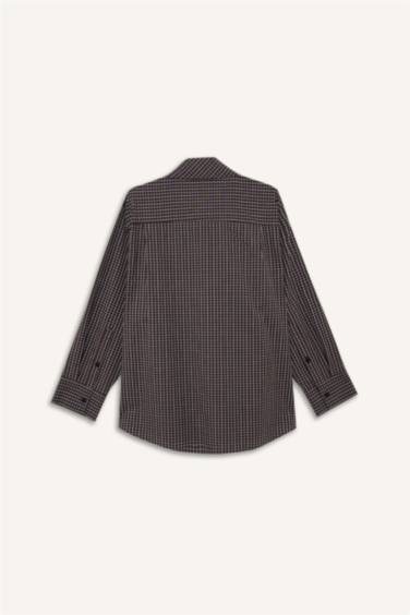 %100 Pamuk Oversıze Kareli Poplin Gömlek - Görsel 10