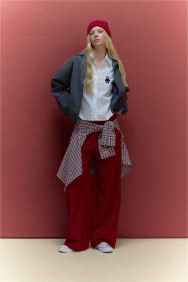 Wide Leg Double Pocket Velvet Trousers