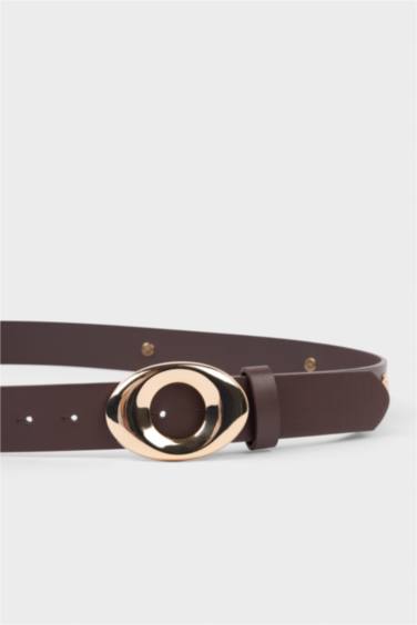 Kadın Dikdörtgen Toka Suni Deri Günlük Kemer