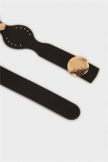 Kadın Oval Toka Suni Deri Elbise Kemeri - Görsel 4