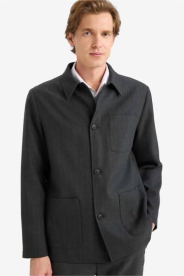 Regular Fit Polo Collar Cotton Lined Blazer