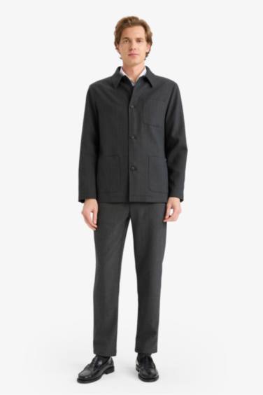 Regular Fit Polo Collar Cotton Lined Blazer