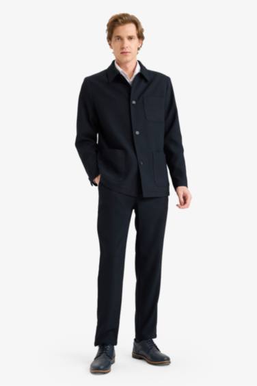 Regular Fit Polo Yaka Pamuk Astarlı Blazer Ceket