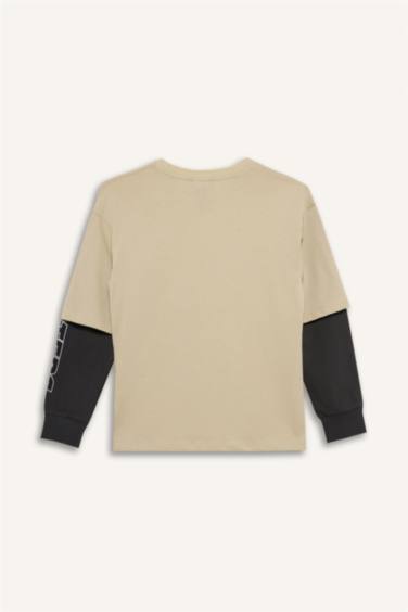 Ұлдарға арналған Oversize дөңгелек жағалы ұзын жеңді футболка