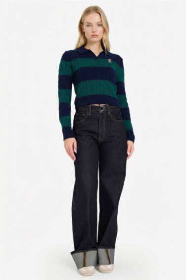 بلوز صوف مخطط قصة عادية بياخة بولو