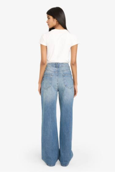 %100 Pamuk 90's Wıde Leg Yüksek Bel Jean Pantolon - Görsel 5