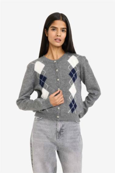 Regular Fit Crew Neck Cardigan