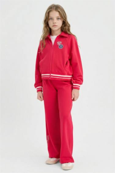 2'li Takım Fermuarlı Sweatshirt Eşofman Altı Kız Çocuk