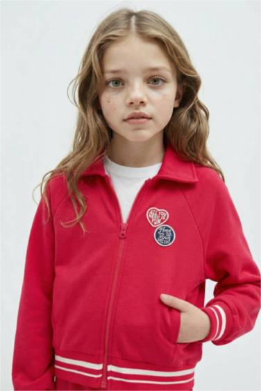 2'li Takım Fermuarlı Sweatshirt Eşofman Altı Kız Çocuk