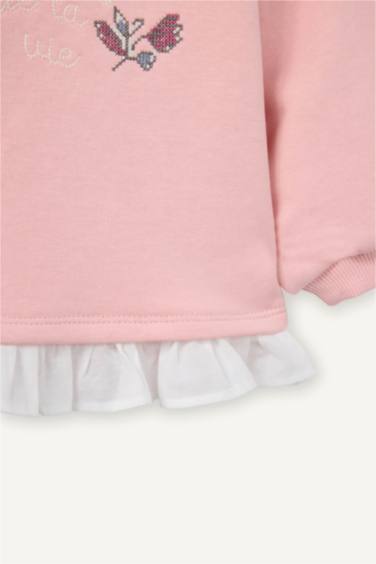 سويت شيرت بيبي بناتي فلورال قصة عادية بياخة مستديرة